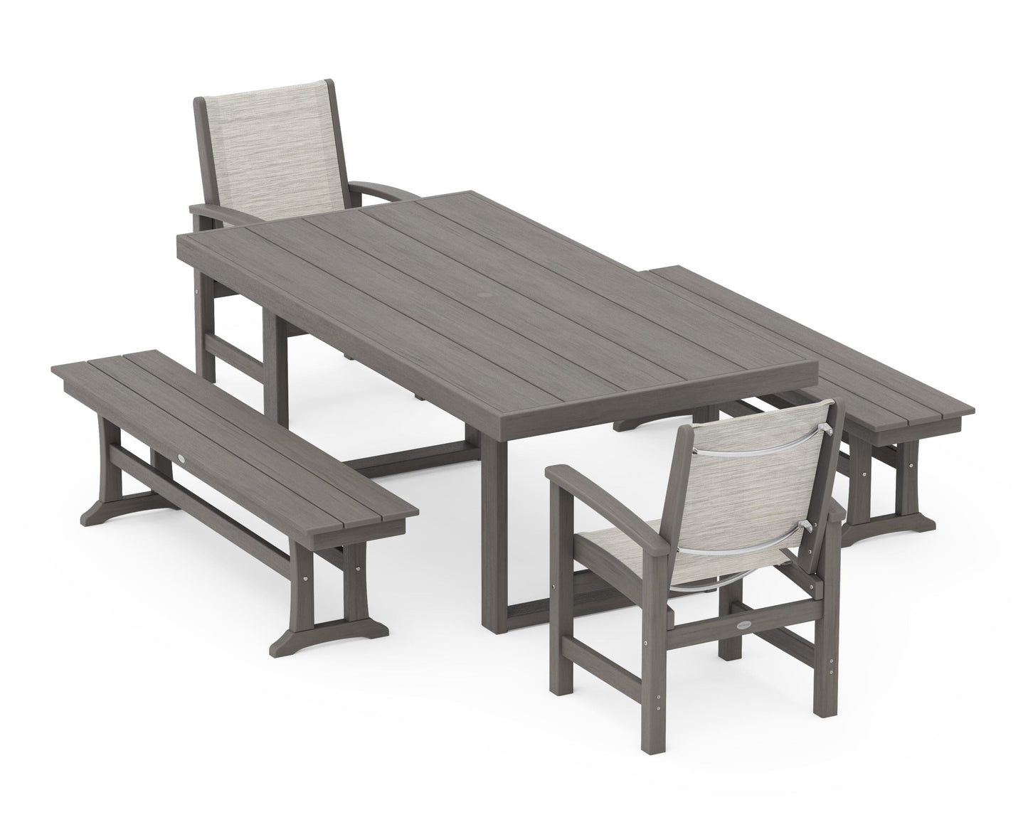 Coastal 5-Piece Dining Set with Trestle Legs