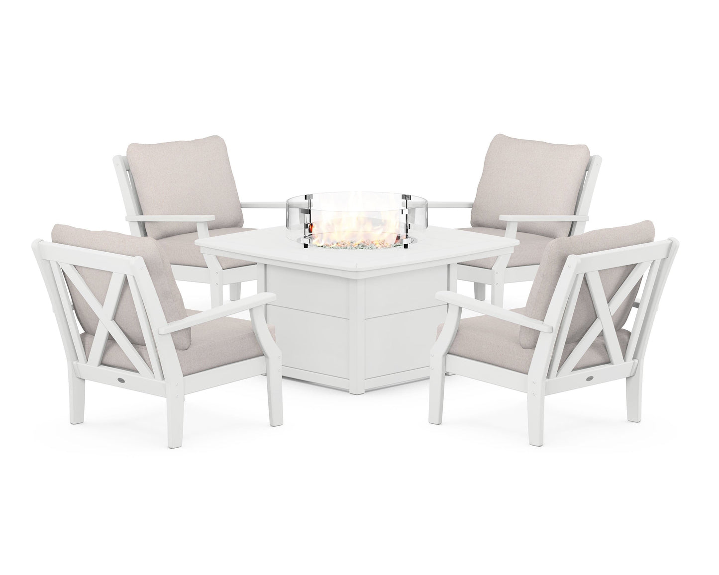 Braxton 5-Piece Deep Seating Conversation Set with Fire Pit Table