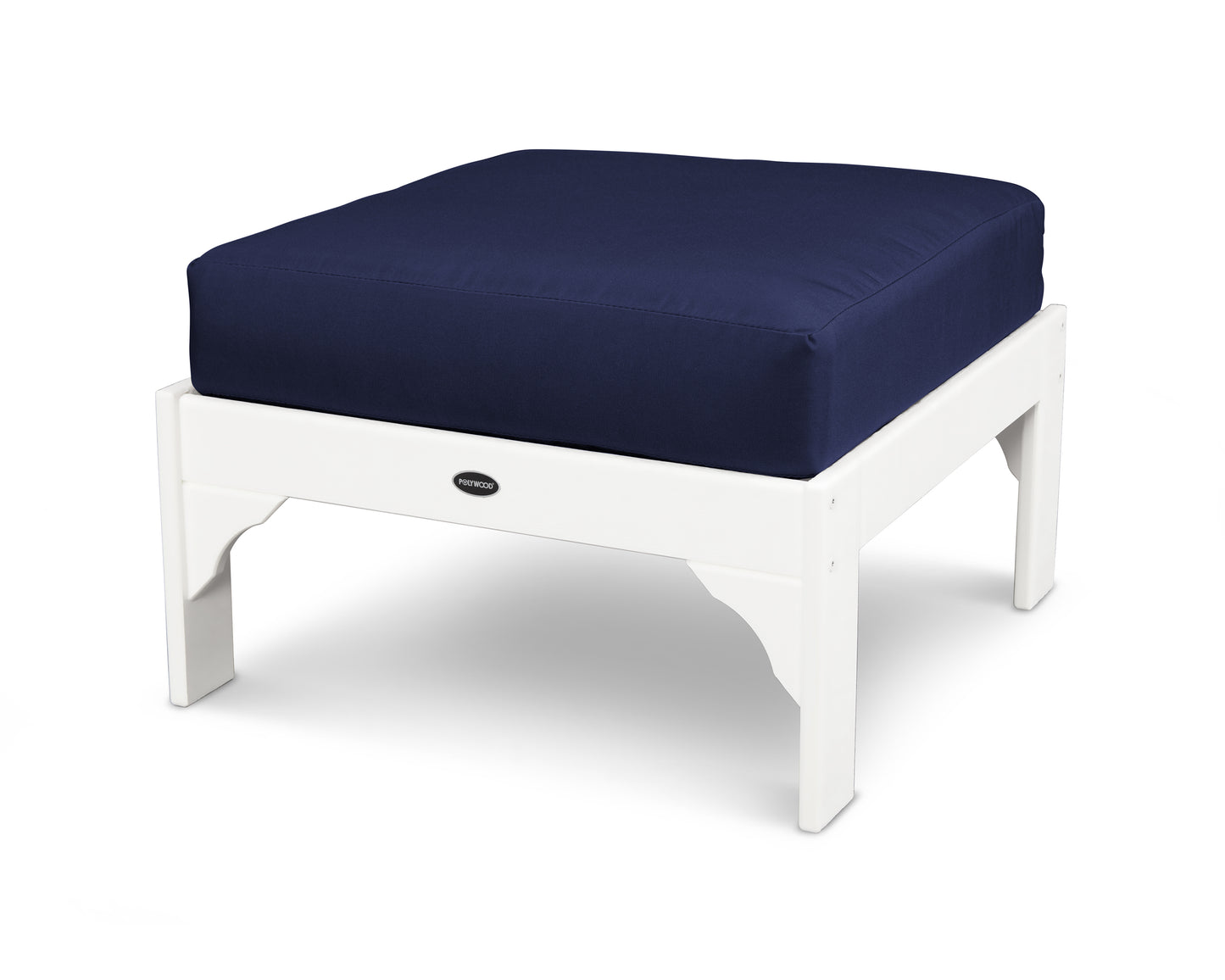 POLYWOOD® Vineyard Deep Seating Ottoman in White / Navy