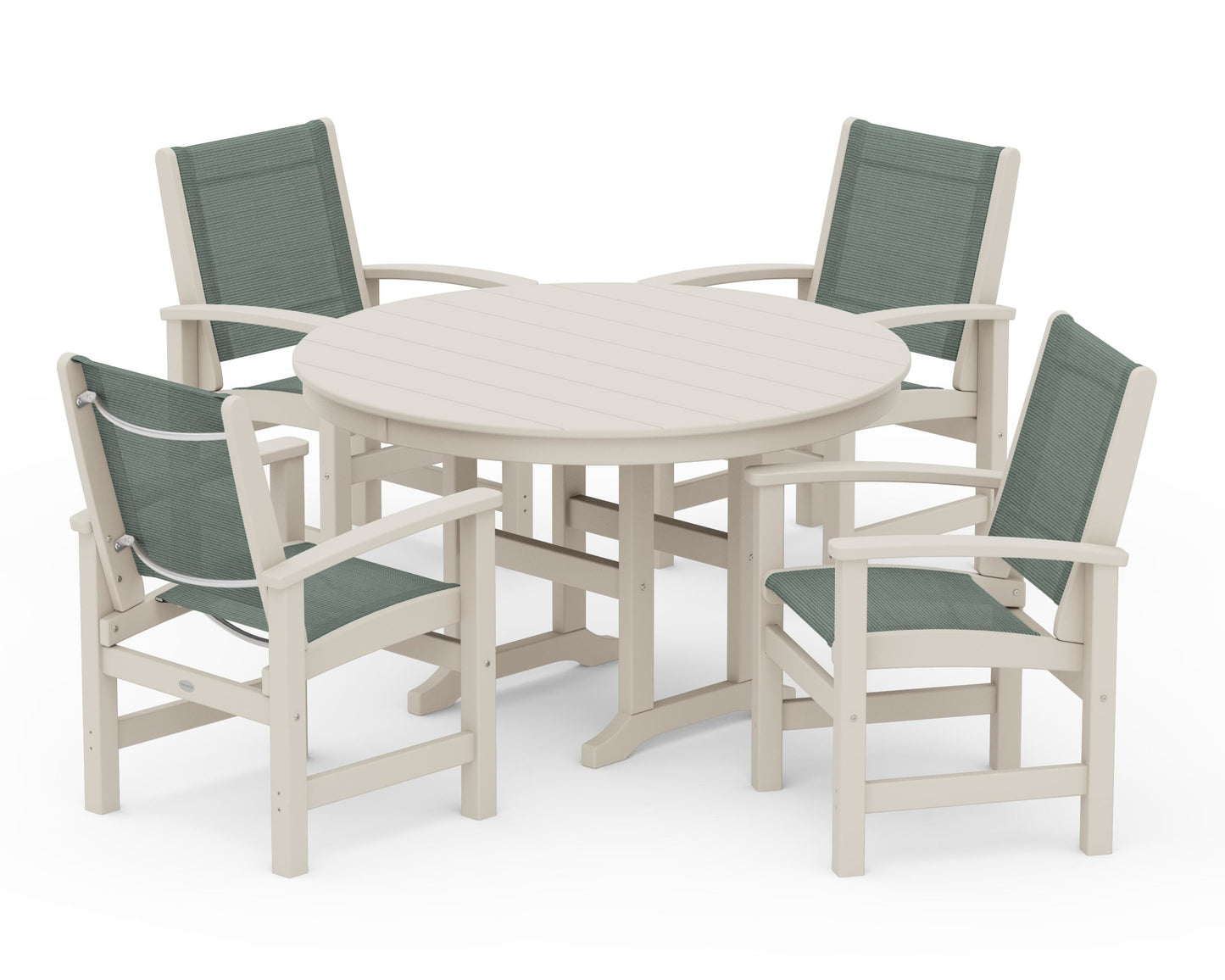 Coastal 5-Piece Round Farmhouse Dining Set