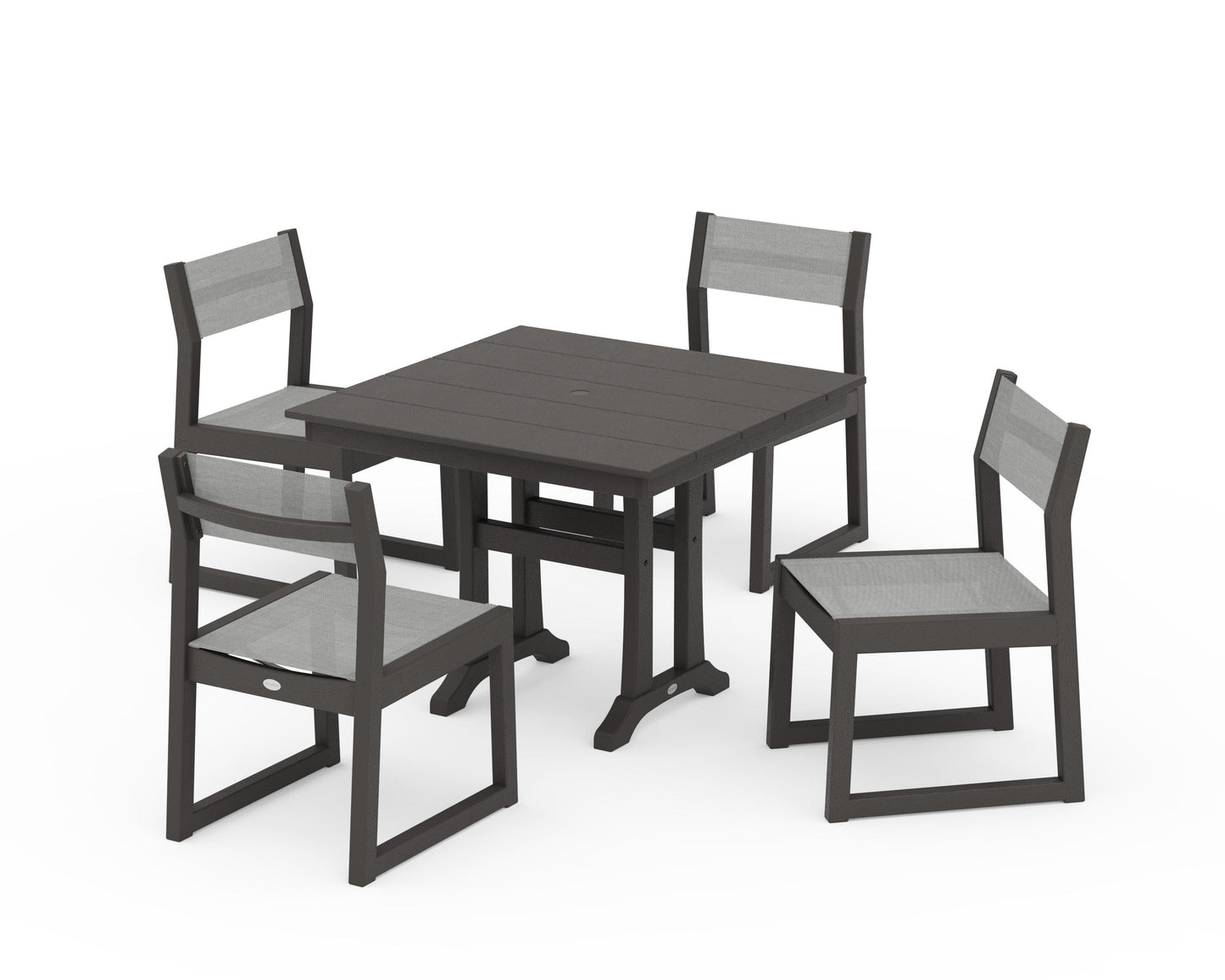 EDGE Sling 5-Piece Farmhouse Trestle Side Chair Dining Set
