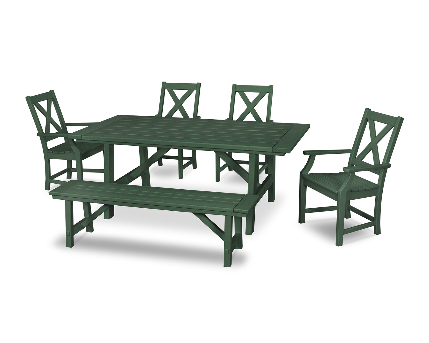 Braxton 6-Piece Rustic Farmhouse Arm Chair Dining Set with Bench