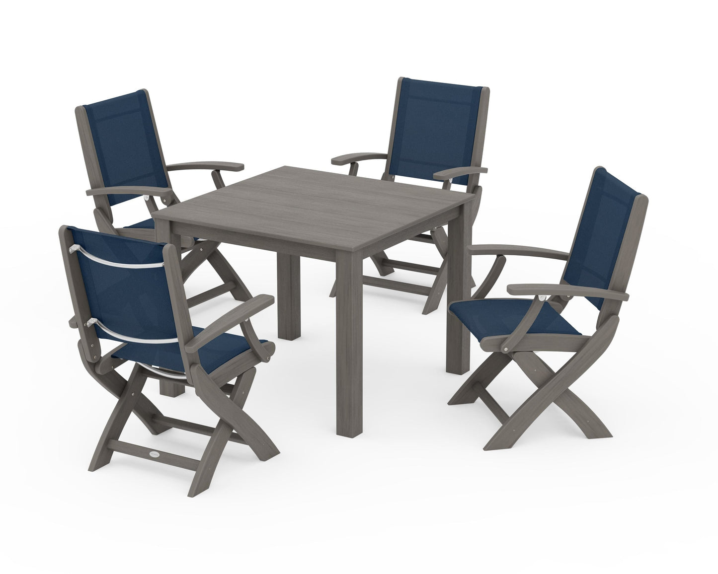Coastal Folding Chair 5-Piece Parsons Dining Set