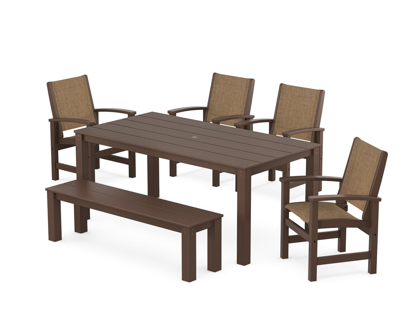 Coastal 6-Piece Parsons Dining Set with Bench