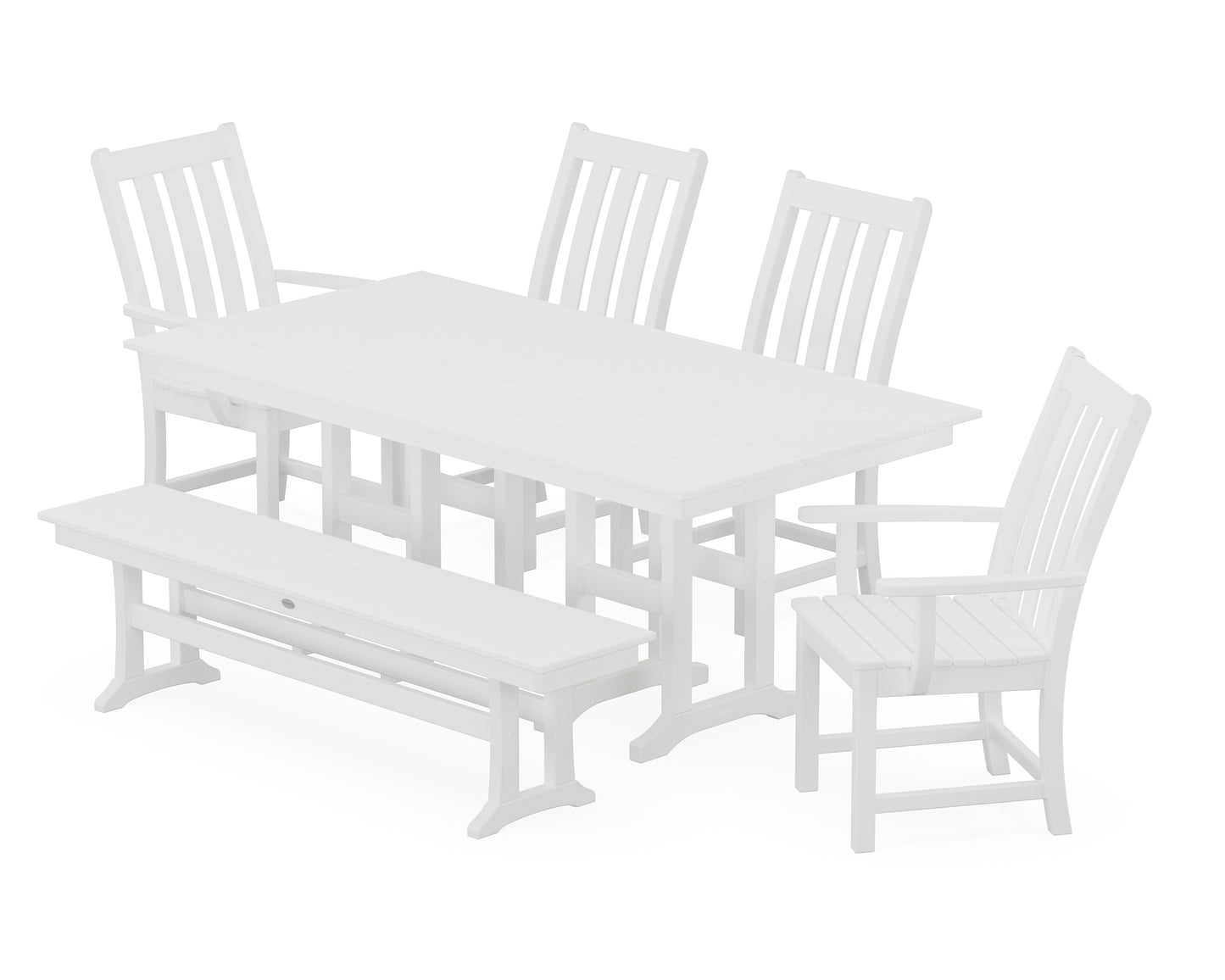 Vineyard 6-Piece Farmhouse Dining Set with Bench