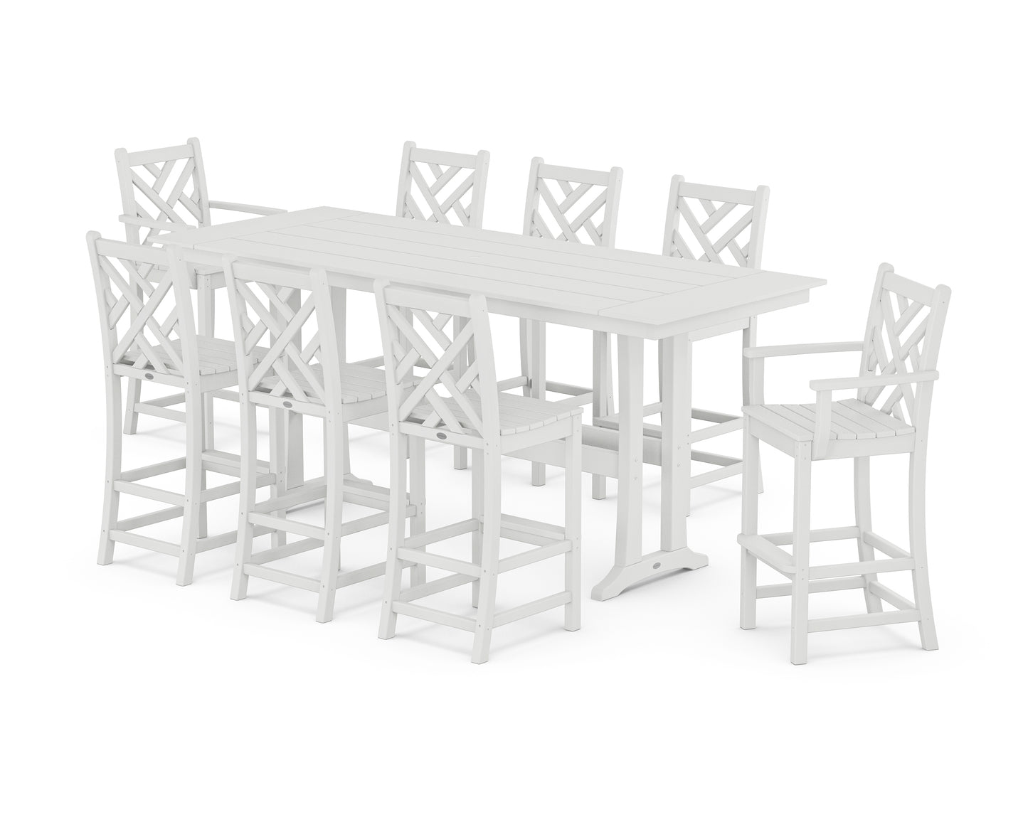 Chippendale 9-Piece Farmhouse Bar Set with Trestle Legs