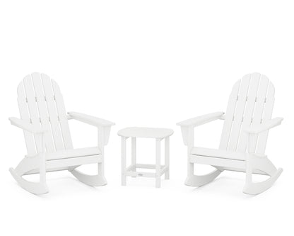 Vineyard 3-Piece Adirondack Rocking Chair Set with South Beach 18" Side Table