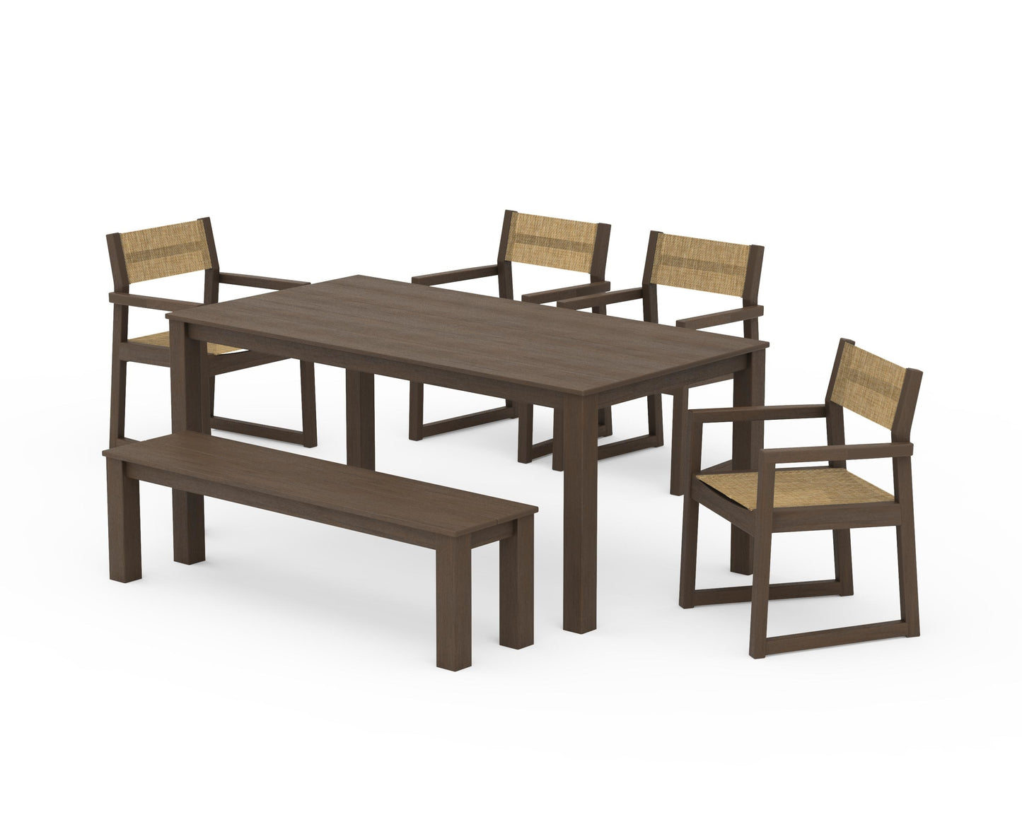 EDGE Sling Arm Chair 6-Piece Parsons Dining Set with Bench