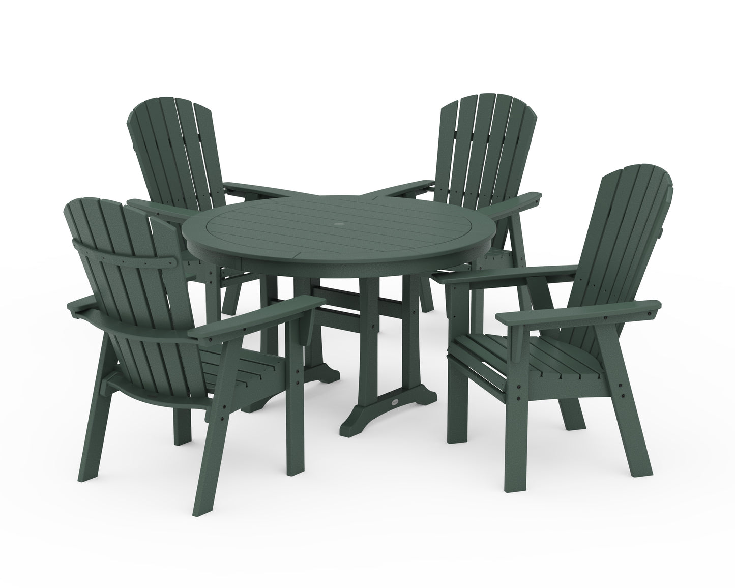 Nautical Curveback Adirondack 5-Piece Round Dining Set with Trestle Legs
