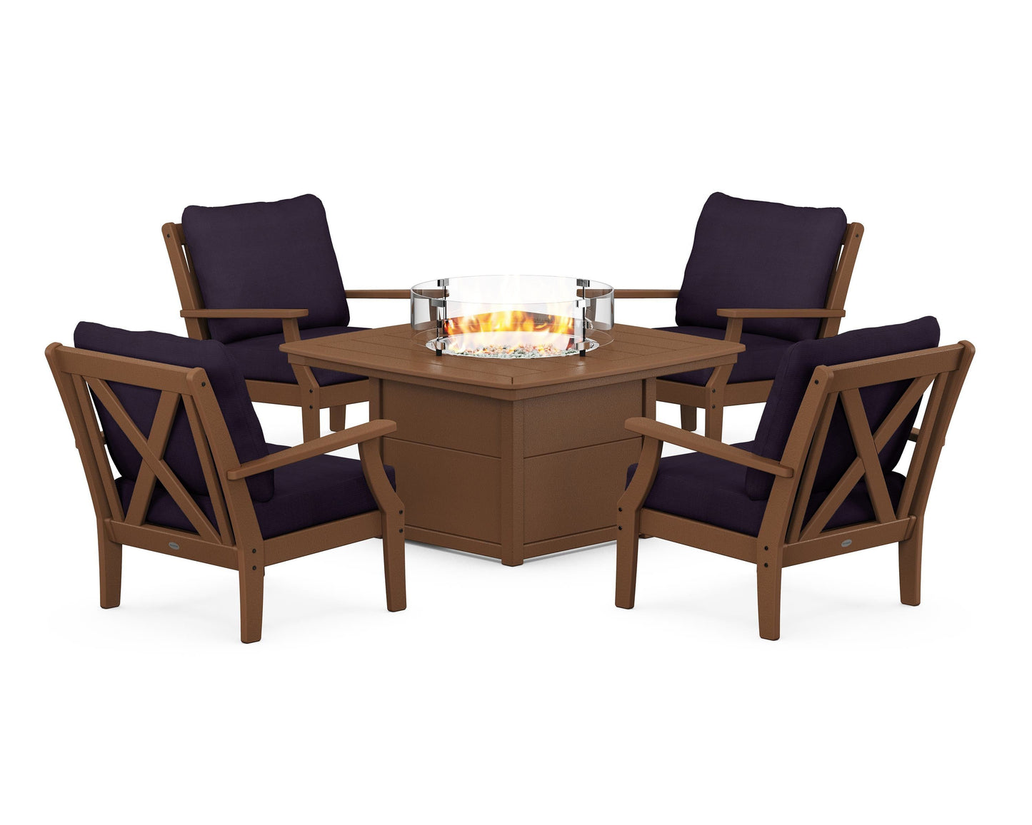 Braxton 5-Piece Deep Seating Conversation Set with Fire Pit Table