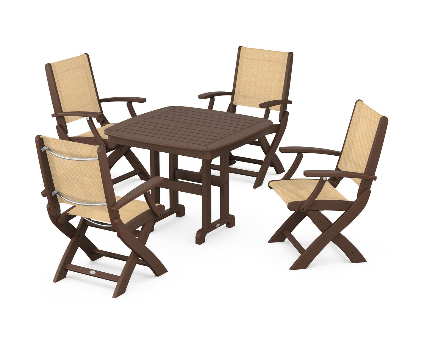 Coastal Folding Chair 5-Piece Dining Set