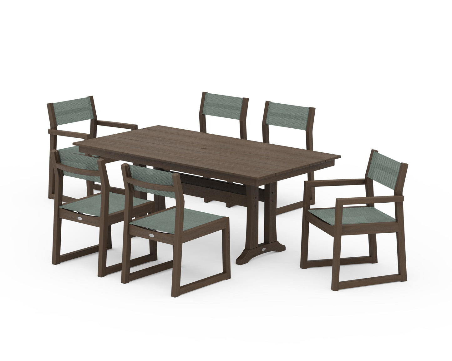 EDGE Sling 7-Piece Farmhouse Trestle Dining Set