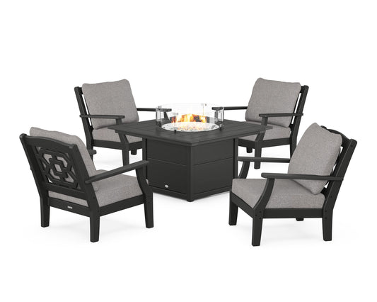 Chinoiserie 5-Piece Deep Seating Set with Fire Pit Table