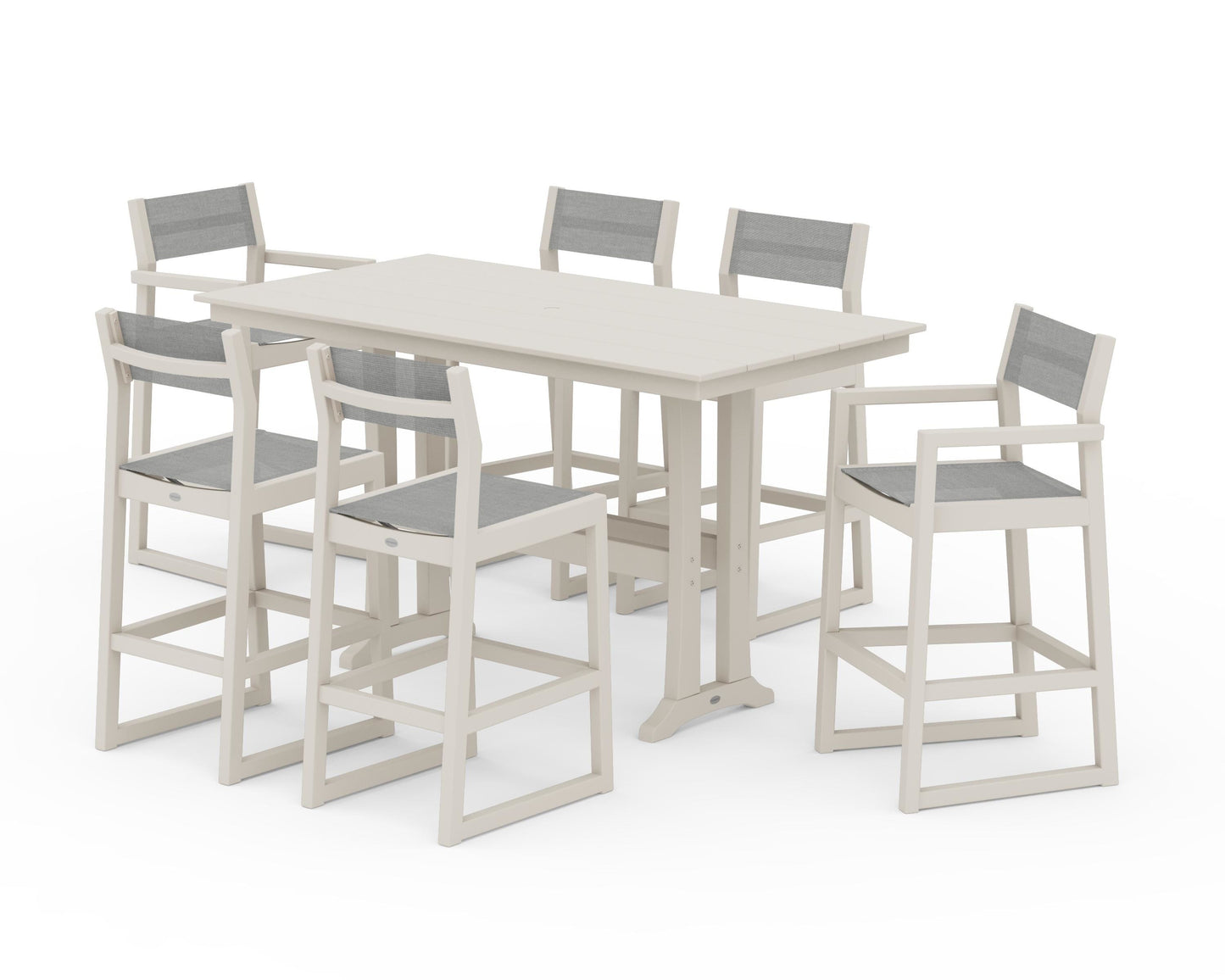 EDGE Sling 7-Piece Farmhouse Bar Set with Trestle Legs