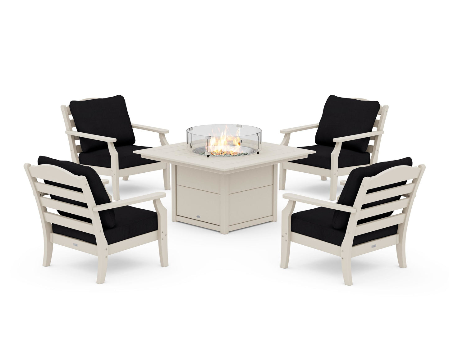 Savannah 5-Piece Deep Seating Set with Fire Pit Table