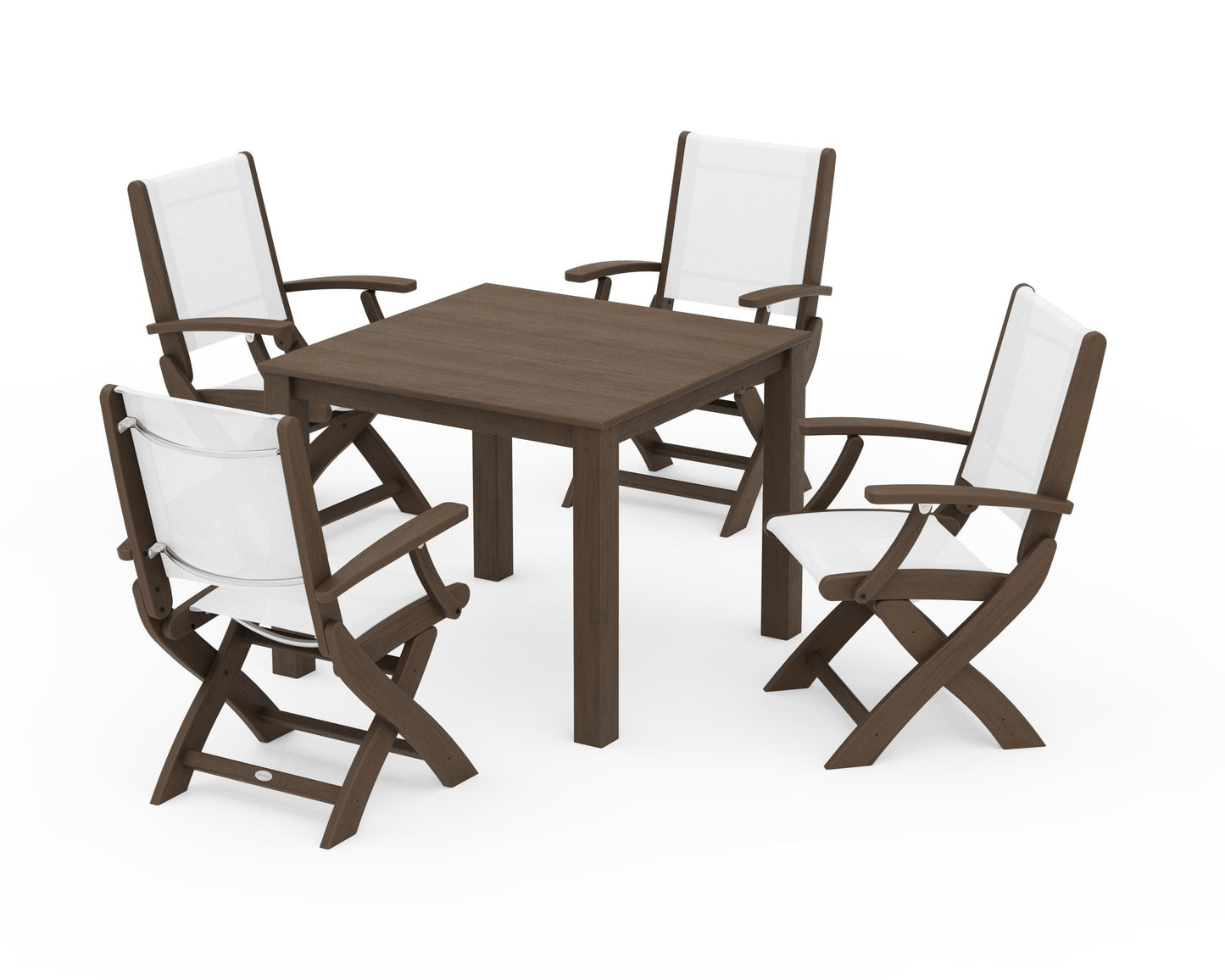 Coastal Folding Chair 5-Piece Parsons Dining Set