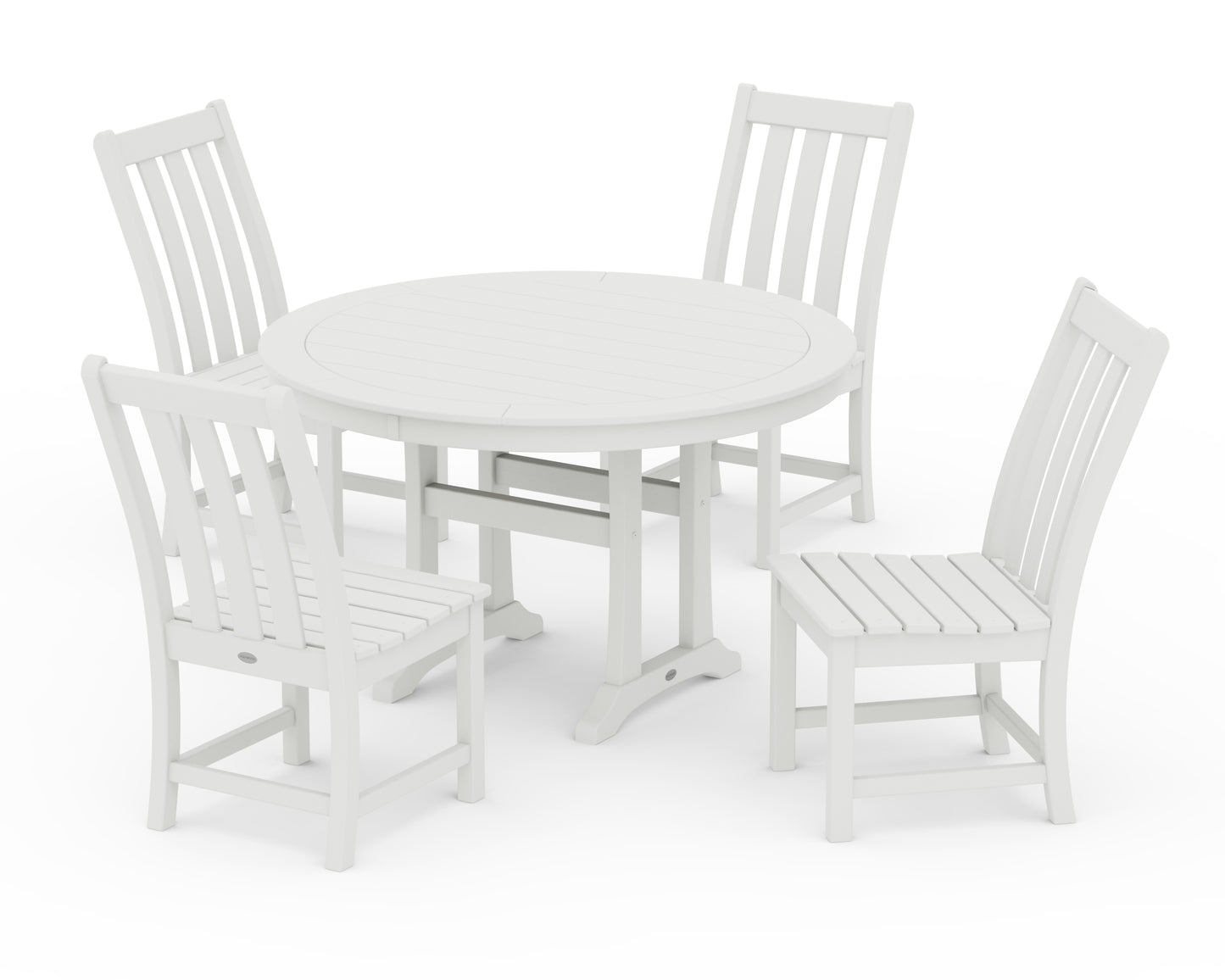 Vineyard Side Chair 5-Piece Round Dining Set With Trestle Legs