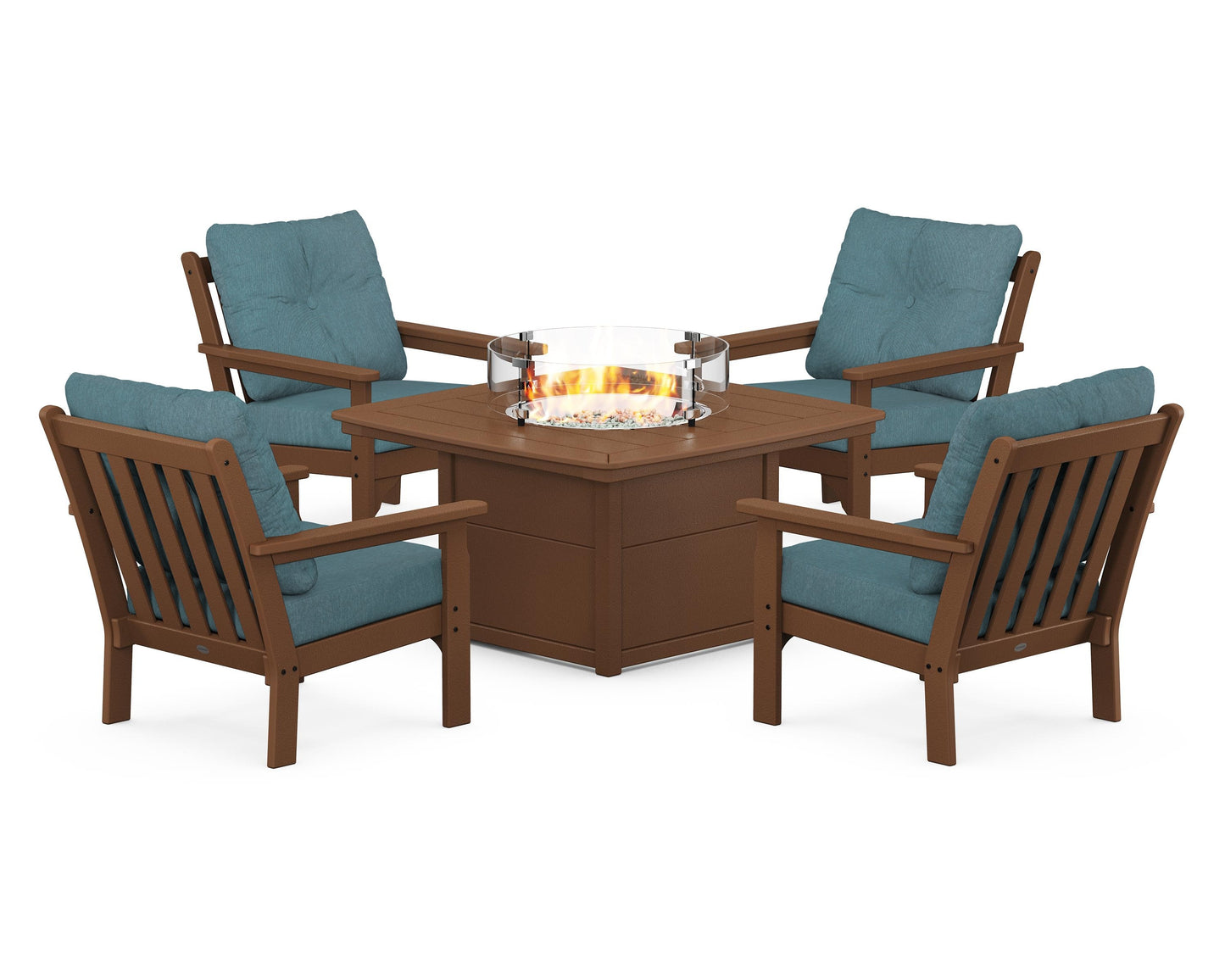 Vineyard 5-Piece Conversation Set with Fire Pit Table