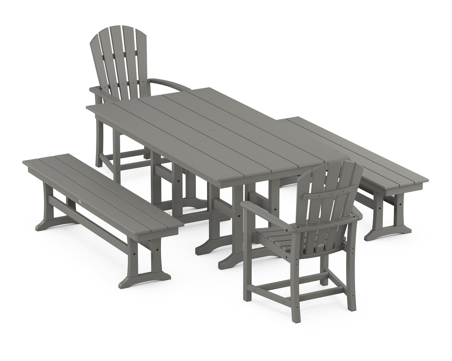 Palm Coast 5-Piece Farmhouse Dining Set with Benches