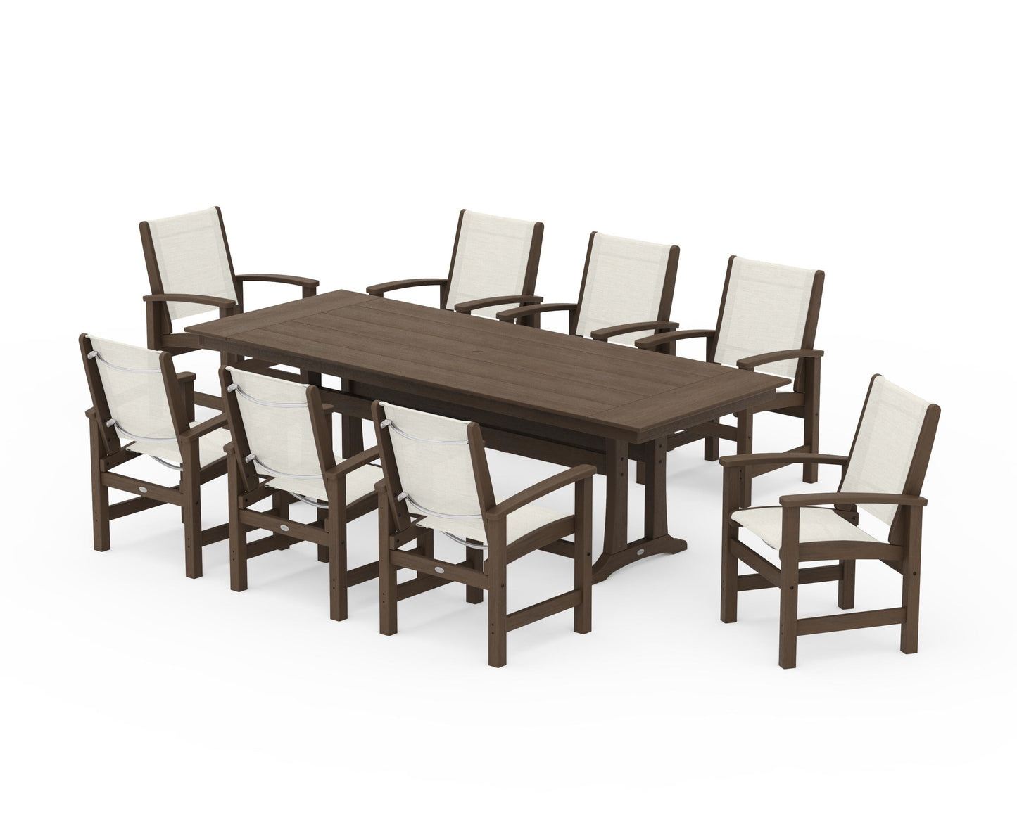 Coastal 9-Piece Farmhouse Dining Set with Trestle Legs