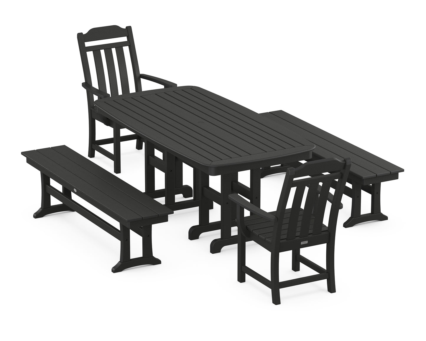 Country Living 5-Piece Dining Set with Benches