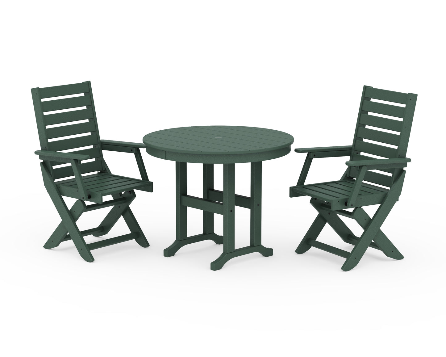 Captain Folding Chair 3-Piece Round Dining Set