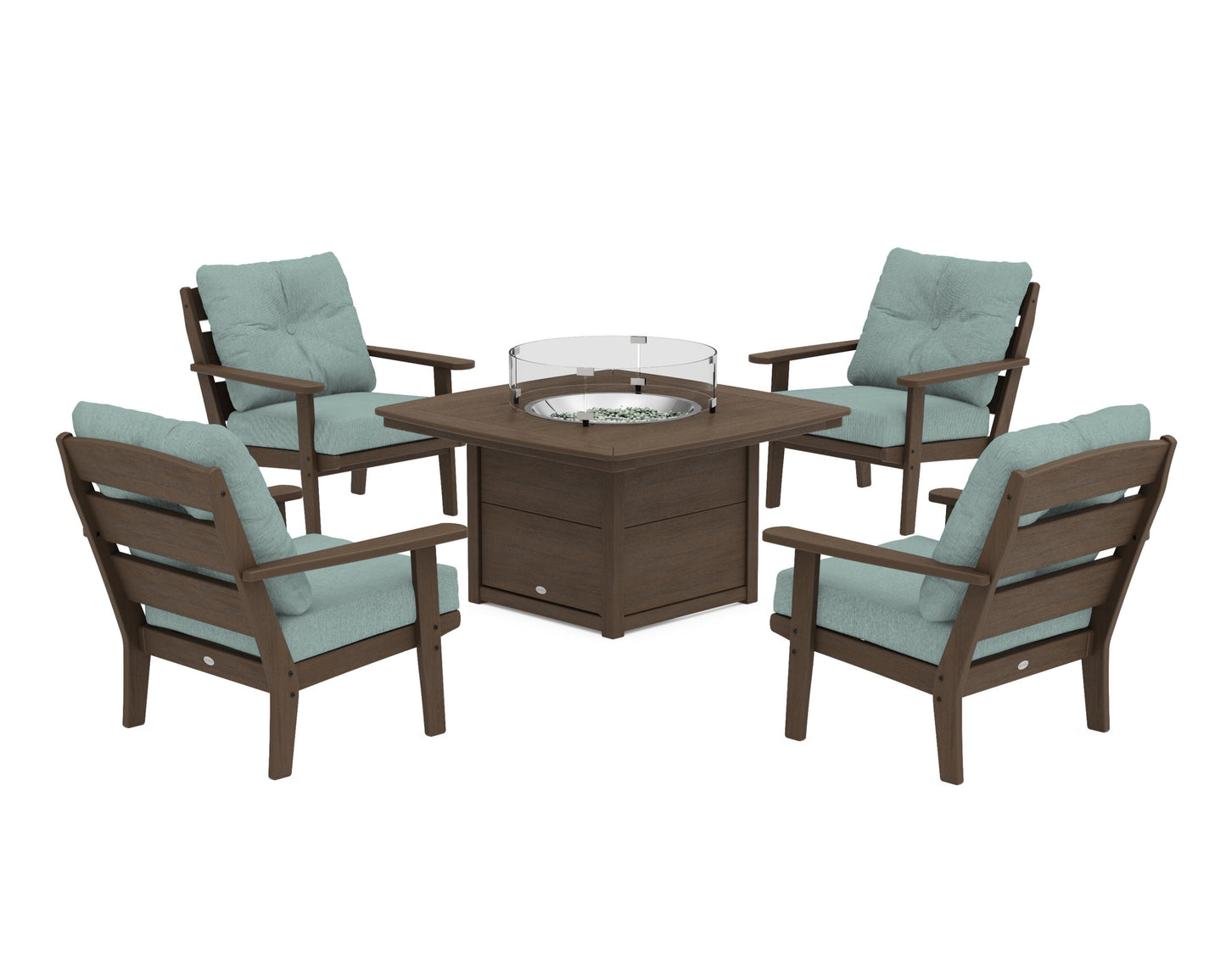 Lakeside 5-Piece Deep Seating Set with Nautical Fire Pit Table