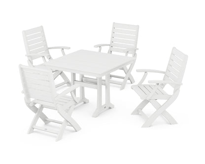Signature Folding Chair 5-Piece Farmhouse Dining Set With Trestle Legs