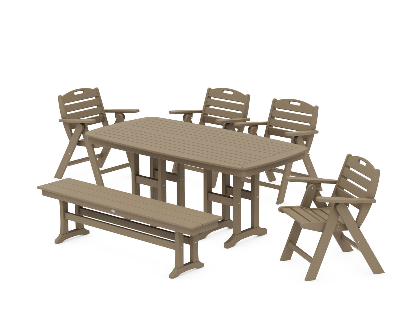 Nautical Lowback 6-Piece Dining Set with Bench