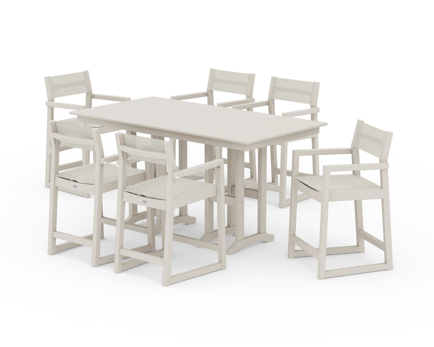 EDGE Sling Arm Chair 7-Piece Farmhouse Counter Set