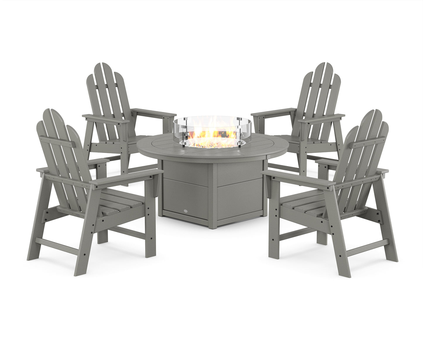 Long Island 4-Piece Upright Adirondack Conversation Set with Fire Pit Table