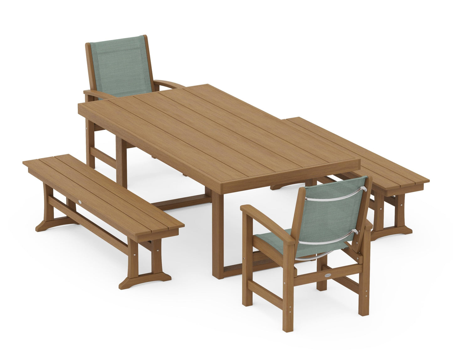 Coastal 5-Piece Dining Set with Trestle Legs