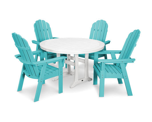 Vineyard Curveback Adirondack 5-Piece Nautical Trestle Dining Set