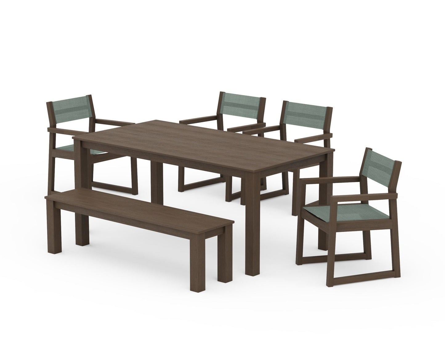 EDGE Sling Arm Chair 6-Piece Parsons Dining Set with Bench