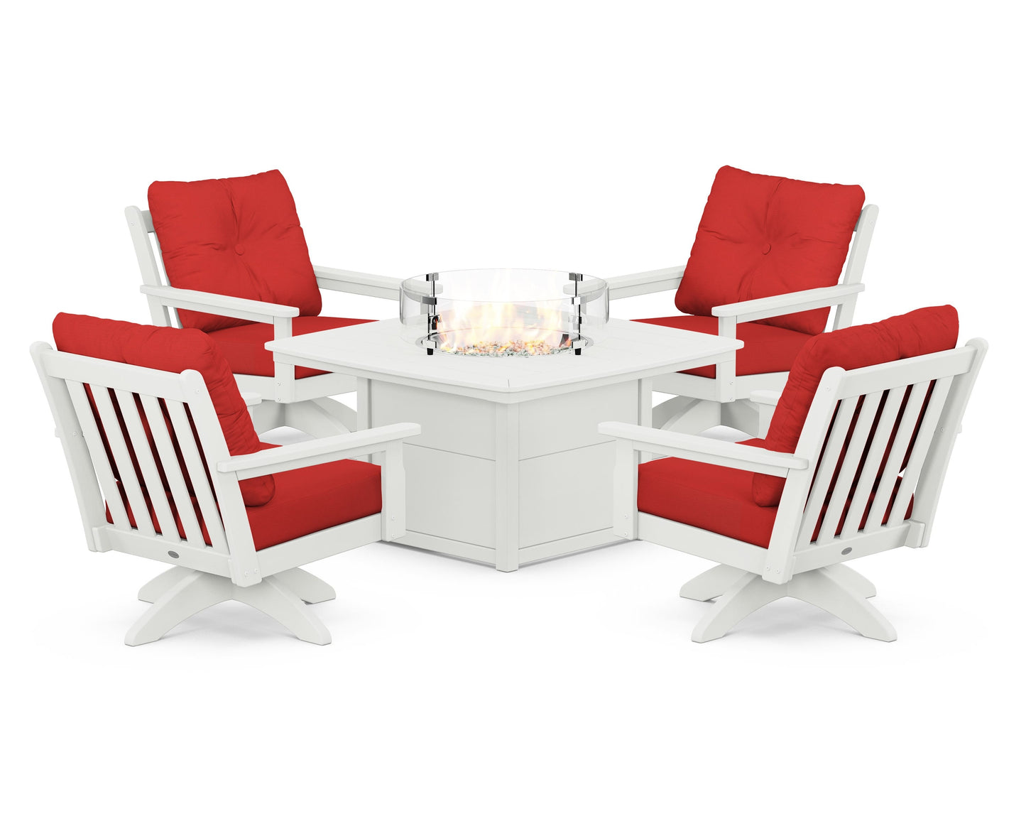 Vineyard 5-Piece Deep Seating Swivel Conversation Set with Fire Pit Table