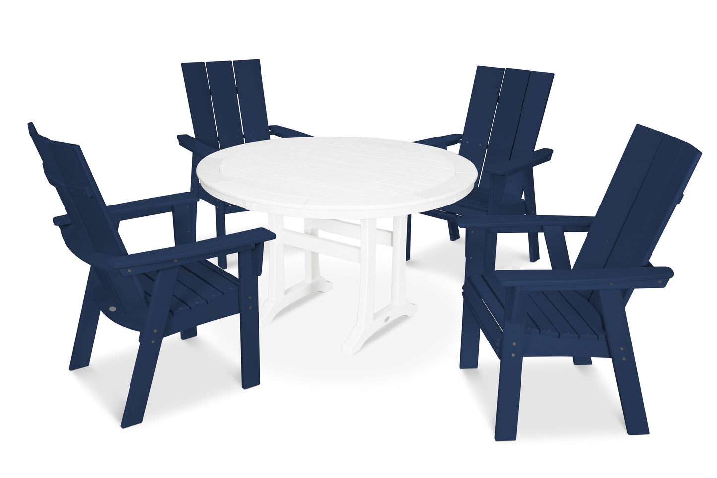 Modern Curveback Adirondack 5-Piece Nautical Trestle Dining Set