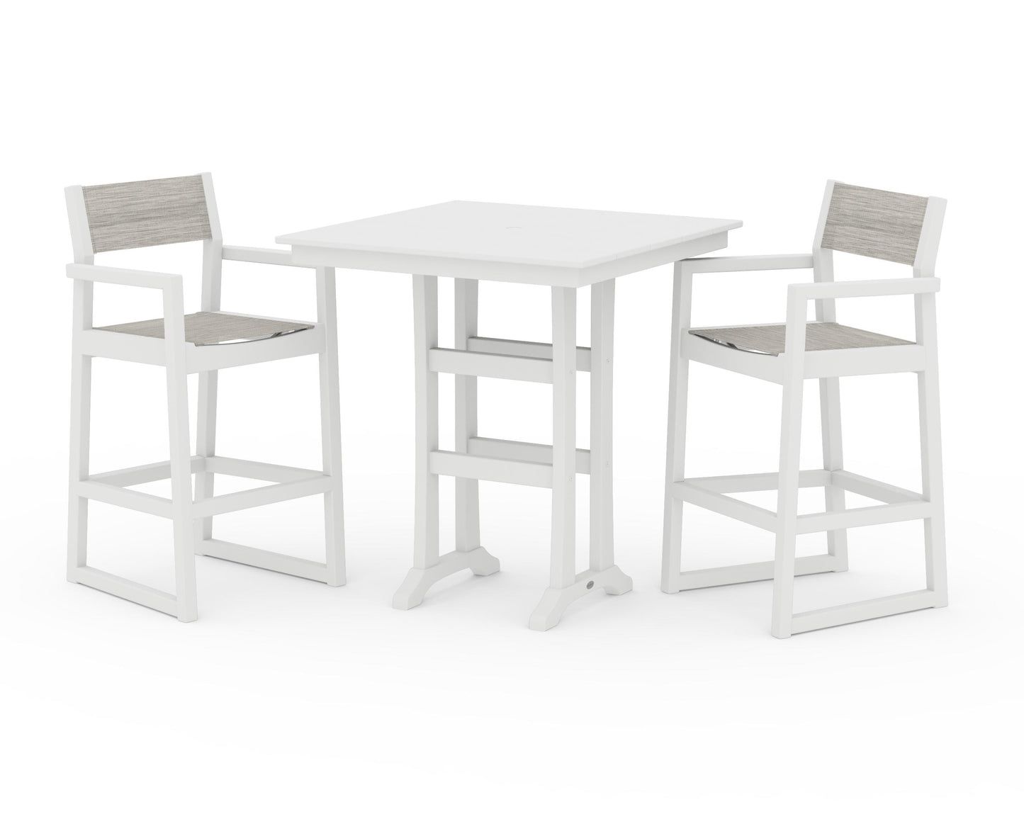 EDGE Sling Arm Chair 3-Piece Farmhouse Bar Set with Trestle Legs