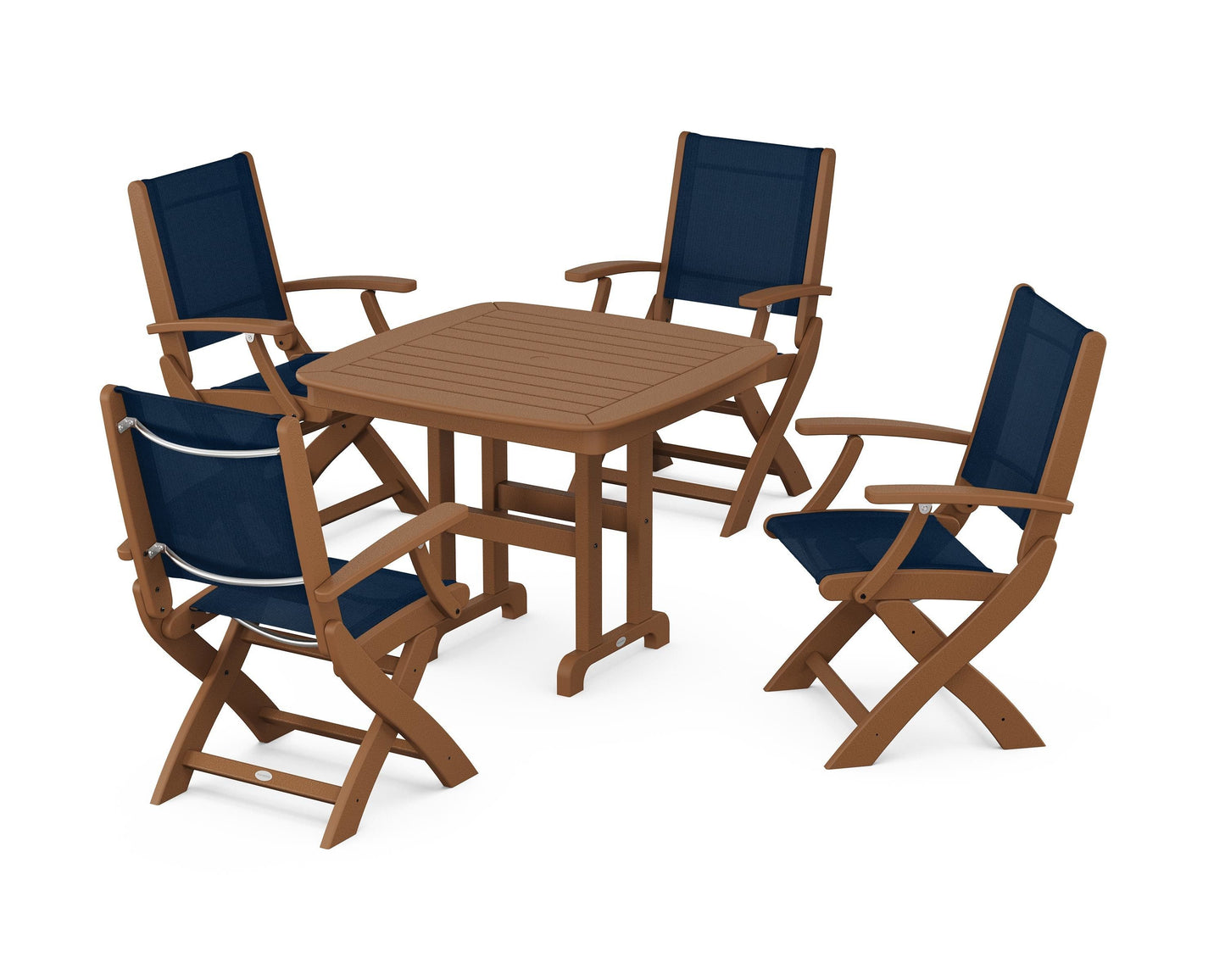 Coastal Folding Chair 5-Piece Dining Set