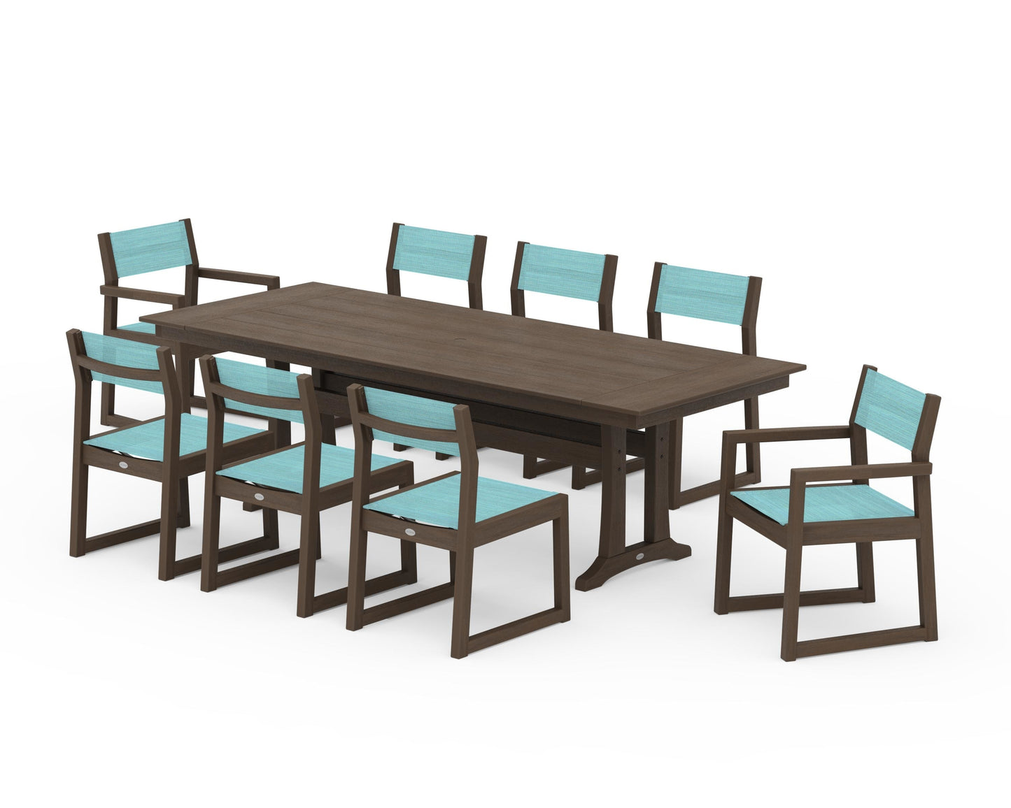 EDGE Sling 9-Piece Farmhouse Trestle Dining Set
