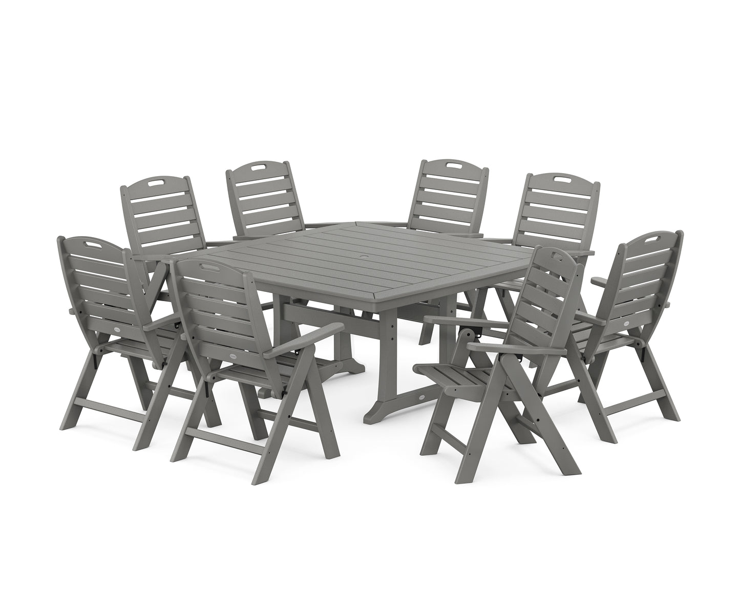 Nautical Highback 9-Piece Square Dining Set with Trestle Legs