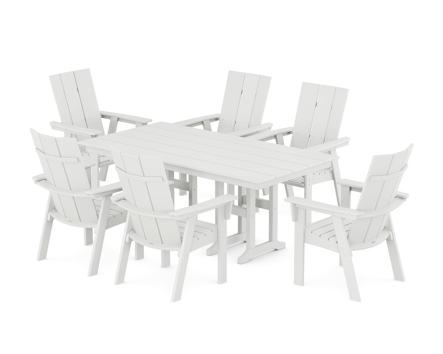 Modern Curveback Adirondack 7-Piece Farmhouse Dining Set