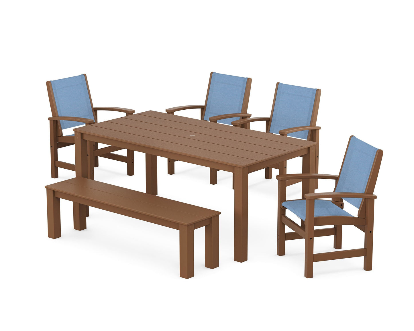 Coastal 6-Piece Parsons Dining Set with Bench