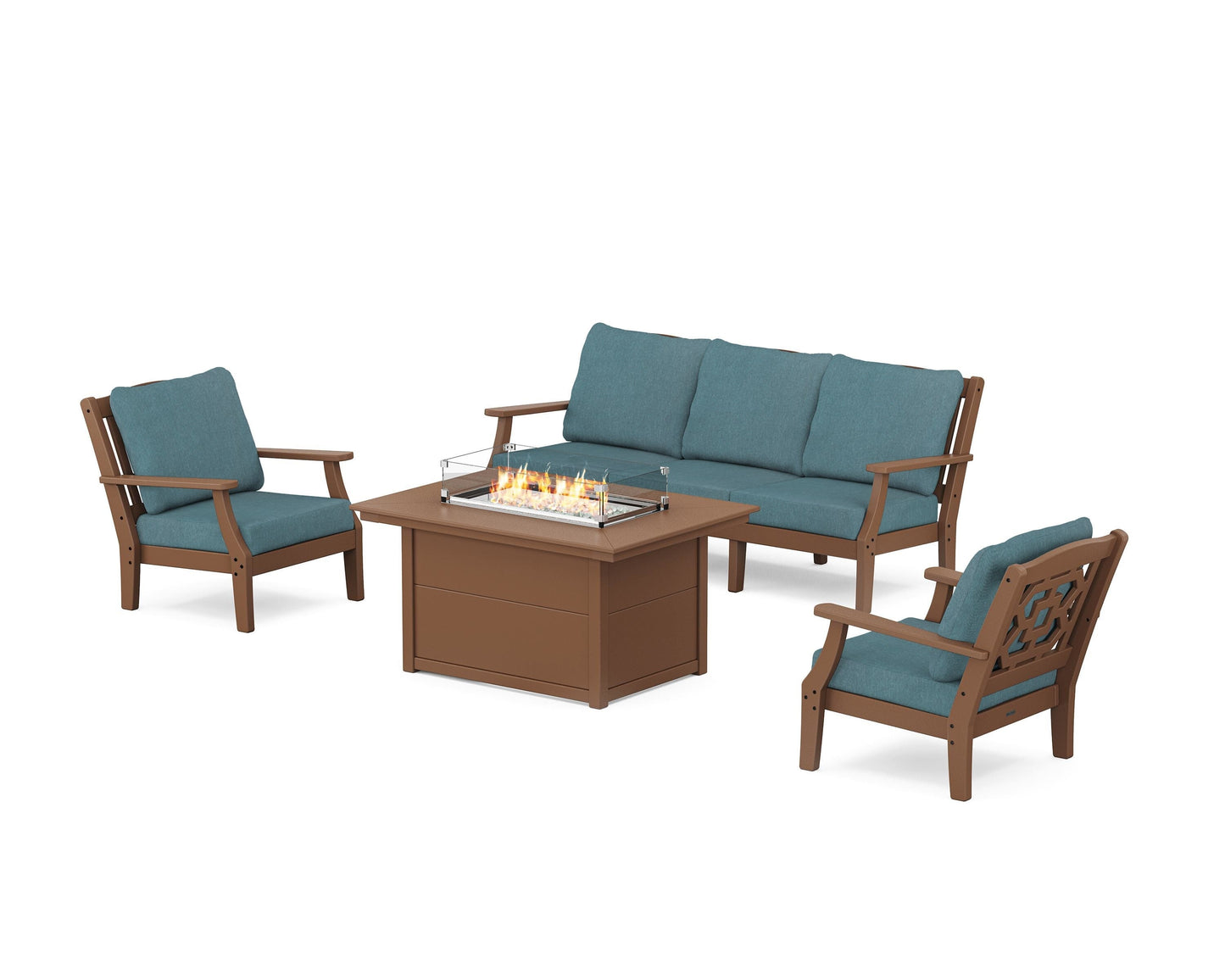 Chinoiserie Deep Seating Fire Pit Table Set