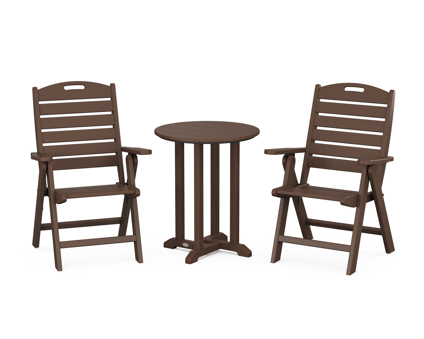 Nautical Folding Highback Chair 3-Piece Round Bistro Dining Set