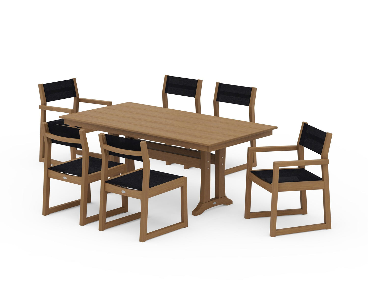 EDGE Sling 7-Piece Farmhouse Trestle Dining Set