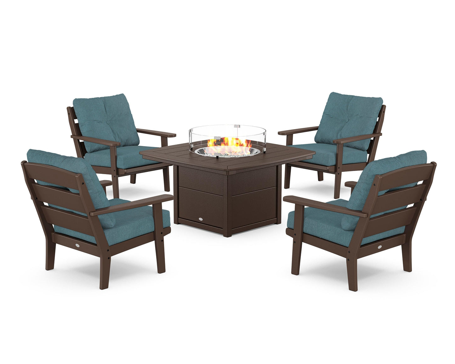 Lakeside 5-Piece Deep Seating Set with Nautical Fire Pit Table