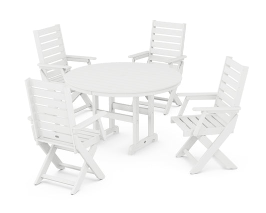Captain Folding Chair 5-Piece Round Dining Set