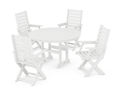 Captain Folding Chair 5-Piece Round Dining Set