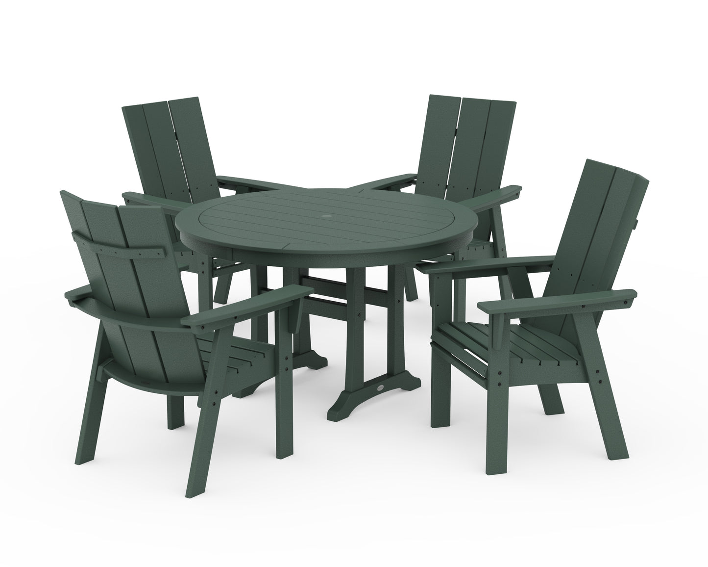 Modern Curveback Adirondack 5-Piece Nautical Trestle Dining Set