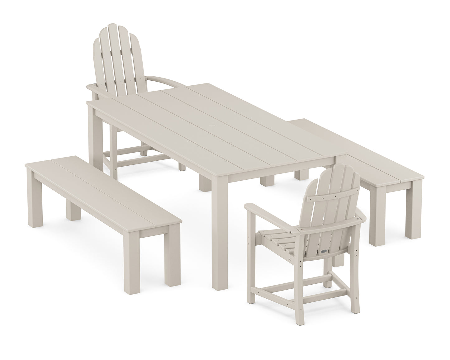 Classic Adirondack 5-Piece Parsons Dining Set with Benches